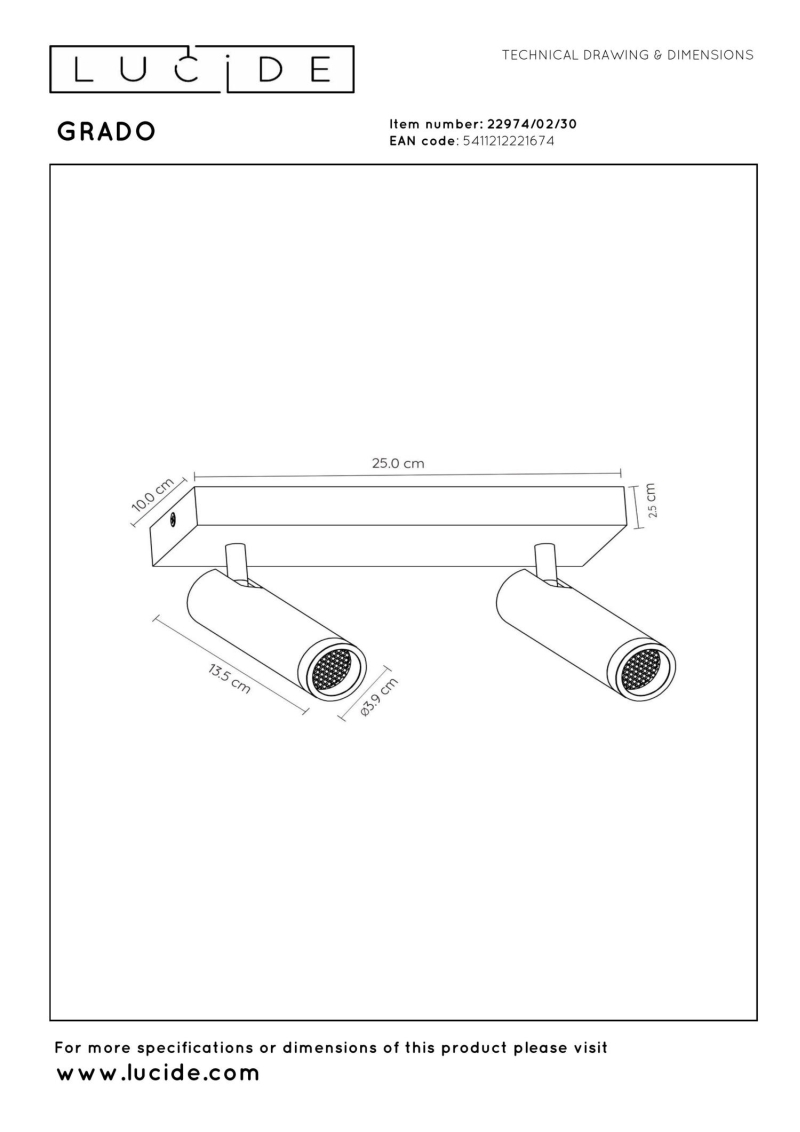 Lucide GRADO - Stropné bodové svietidlo - 2xGU10 (MR11) - Čierne